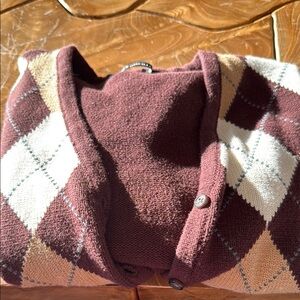 Brandy Melville: Argyle Knit Cardigan Sweater